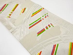 アンティーク　雲に波・橋模様織り出し袋帯（着用可）